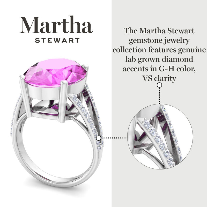 Martha Stewart 10 1/4ctw. Oval Pink Sapphire & Lab Grown Diamond Ring In Sterling Silver image number null